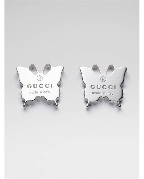 gucci earrings interlocking|Gucci sterling silver butterfly earrings.